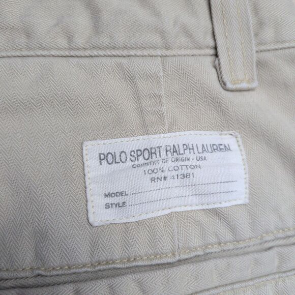 Vintage Polo Ralph Lauren Chino Pants Mens 30X31 Flat Front Beige Made in USA - Picture 5 of 11